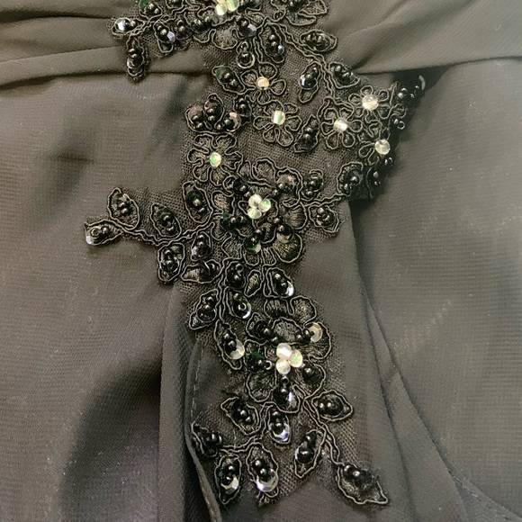 NWTs Adas Bridal Black 3/4 Sleeve Long Beaded Gown - Picture 8 of 9